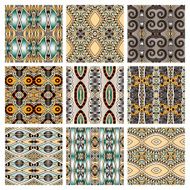 set of different seamless colored vintage geometric pattern N86