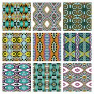 set of different seamless colored vintage geometric pattern N89
