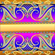 illustration background with gold pattern mesh and jewels