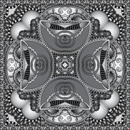 grey ornamental floral paisley bandanna N2