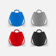 Realistic paper sticker handbag