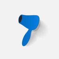 Realistic paper sticker hairdryer