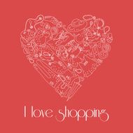 Heart from stylish hand drawn set of fashion items