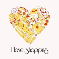 Heart from stylish hand drawn set of fashion items N2