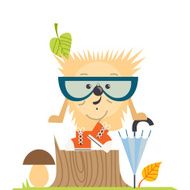 Cartoon Hedgehog Hipster Style N2