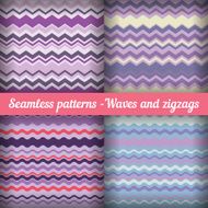 Set of seamless patterns Waves and zigzags