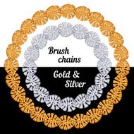 Set of chains metal brushes - gold and silver vector