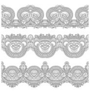 collection of seamless ornamental floral stripes black and whit N13