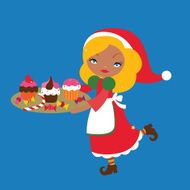 Cute Santa assistant with christmas cupcakes