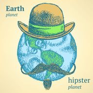 Sketch Earth planet in hipster style