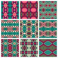 set of different seamless colored vintage geometric pattern N92