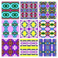 set of different seamless colored vintage geometric pattern N96