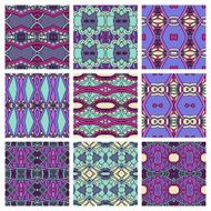 set of different seamless colored vintage geometric pattern N101