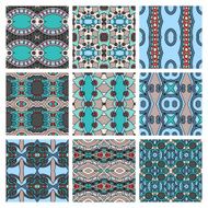 set of different seamless colored vintage geometric pattern N109