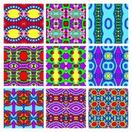 set of different seamless colored vintage geometric pattern N110