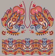 Neckline ornate floral paisley embroidery fashion design N31