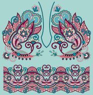 Neckline ornate floral paisley embroidery fashion design ukrain N37