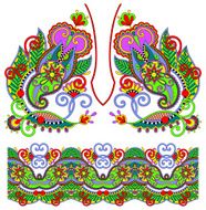 Neckline ornate floral paisley embroidery fashion design N34