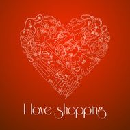 Heart from stylish hand drawn set of fashion items N3
