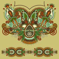 Neckline ornate floral paisley embroidery fashion design ukrain N38