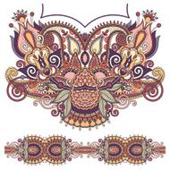 Neckline ornate floral paisley embroidery fashion design ukrain N39