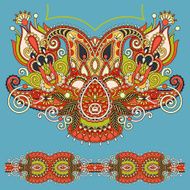 Neckline ornate floral paisley embroidery fashion design ukrain N40