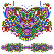 Neckline ornate floral paisley embroidery fashion design ukrain N41