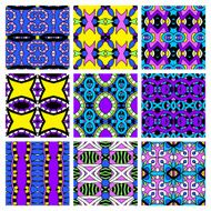 set of different seamless colored vintage geometric pattern N112
