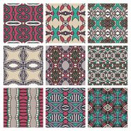 set of different seamless colored vintage geometric pattern N114