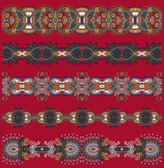 collection of seamless ornamental floral stripes N91