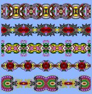 collection of seamless ornamental floral stripes N93