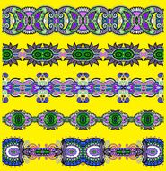 collection of seamless ornamental floral stripes N94