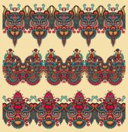 collection of seamless ornamental floral stripes N96