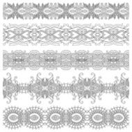 collection of seamless ornamental floral stripes black and whit N15
