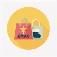 Christmas shopping bag flat icon with long shadow eps10 N8
