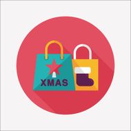 Christmas shopping bag flat icon with long shadow eps10 N9