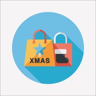 Christmas shopping bag flat icon with long shadow eps10 N10
