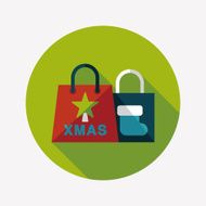 Christmas shopping bag flat icon with long shadow eps10 N11