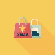 Christmas shopping bag flat icon with long shadow eps10 N12