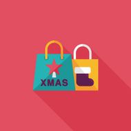 Christmas shopping bag flat icon with long shadow eps10 N13
