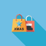 Christmas shopping bag flat icon with long shadow eps10 N14