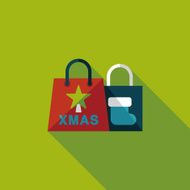 Christmas shopping bag flat icon with long shadow eps10 N15
