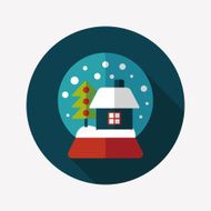snow globe and gifts flat icon with long shadow eps10 N4