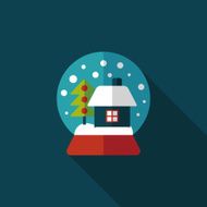 snow globe and gifts flat icon with long shadow eps10 N7