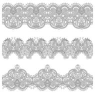 collection of seamless ornamental floral stripes black and whit N16