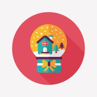snow globe and gifts flat icon with long shadow eps10 N9