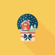 snow globe and gifts flat icon with long shadow eps10 N11