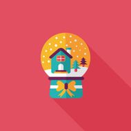 snow globe and gifts flat icon with long shadow eps10 N12