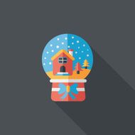 snow globe and gifts flat icon with long shadow eps10 N13