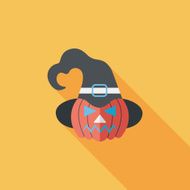 pumpkin flat icon with long shadow eps10 N23